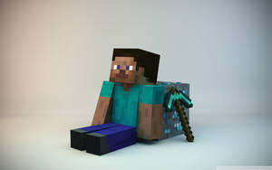 Minecraft角色在工作室環境中手持鑽石劍