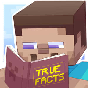 Minecraft Steve喺像素化世界讀緊一本叫True Facts嘅書。 — 我的世界 壁紙