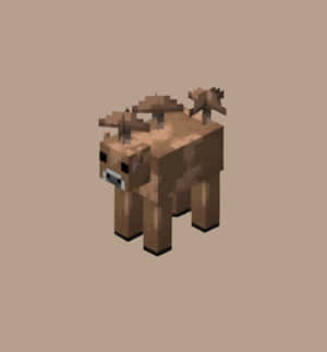 像素化駝鹿，Minecraft方塊風格，米色背景