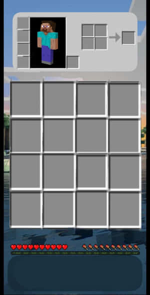 Minecraft 玩家物品欄，生命值全滿，插槽空白。