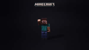 深色背景上的像素方塊風格Minecraft Steve角色 — 我的世界 壁紙
