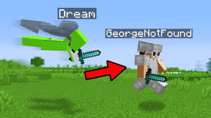 兩個Minecraft玩家在草地上用鑽石劍戰鬥。