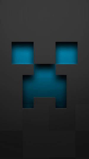 Minecraft中像素化苦力怕的發光藍色眼睛和嘴巴。