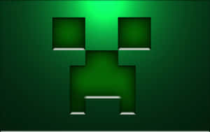 來自Minecraft的綠色像素化爬行者面孔在黑暗中發光