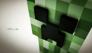 Minecraft 爬行者面孔，有像素化綠色方塊同黑色眼睛。