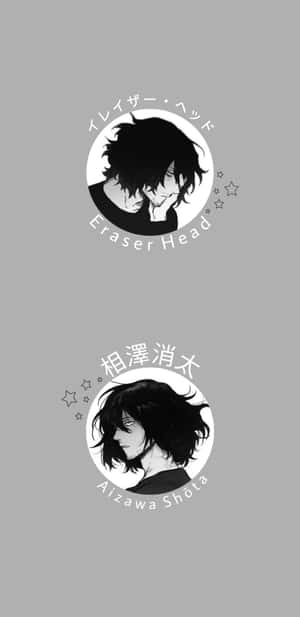 兩個動漫角色肖像，帶有日文字和星星，背景為灰色。