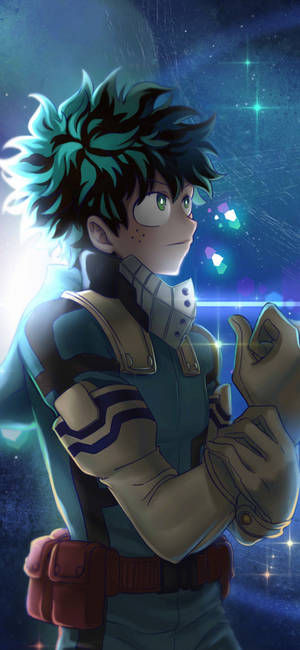 動漫角色，藍綠色頭髮，穿著太空服，背景是星空 — S24 Ultra 壁紙