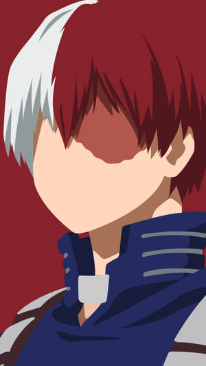 動漫角色，紅白頭髮，身穿藍色制服。