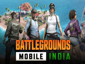 四名身穿戰鬥裝備的玩家在熱帶島嶼上，為Battlegrounds Mobile India而設。