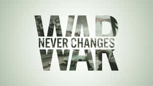 文字圖形顯示 'MAD NEVER CHANGES WAR'，字母內有戰爭場景。 — 戰爭 壁紙