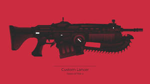 紅色背景上的《戰爭機器4》Custom Lancer武器