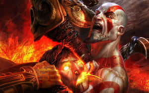奎托斯在《God of War》的熾熱戰鬥場景中