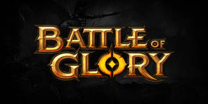 金色「Battle of Glory」遊戲標誌，黑暗背景下有揸住劍嘅陰影戰士。 — 遊戲 壁紙