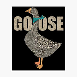 一隻戴著青綠色圓點頭巾的鵝，以及紋理米色字母組成的GOOSE字樣。