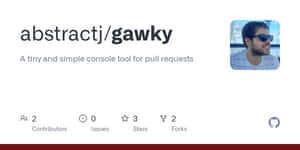 GitHub 儲存庫頁面，以戴太陽眼鏡的微笑男子作為個人資料圖片。