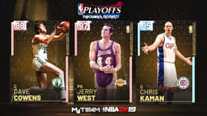 NBA 2K19 Playoffs Throwback Moments 以數位卡片形式呈現三位傳奇籃球運動員。 — 波士頓塞爾特人 GIF 壁紙