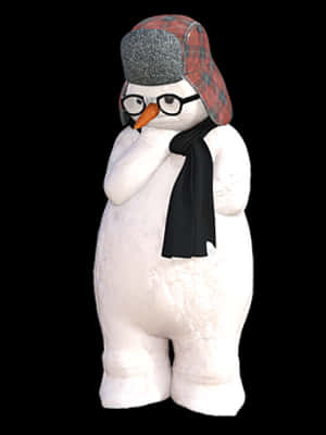 戴帽子圍圍巾的冬季雪人角色