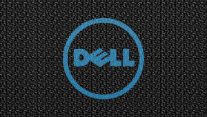 由重複字母組成的藍色Dell標誌，背景為深色紋理。