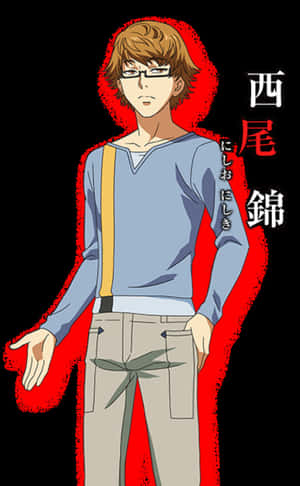 戴眼鏡、棕色頭髮的動漫男性角色，身穿藍色襯衫和米色褲子。 — 東京喰種角色 壁紙