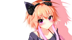 擁有貓耳同粉紅色頭髮嘅動漫少女溫柔地望住觀眾。