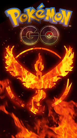 在 Pokemon GO 標誌下方由火焰構成的噴火龍。 — 可愛寵物小精靈 壁紙