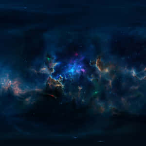 深空中帶有星星的鮮豔宇宙星雲