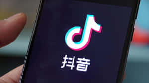 手拿著手機，顯示TikTok應用程式標誌及中文文字。