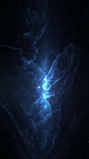 太空中帶有星星的發光藍色星雲 — 手機 壁紙