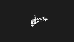 白手勢在黑色背景上拼出 ace up
