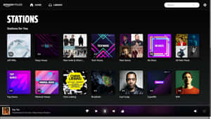 Amazon Music 應用程式顯示各種音樂類型的音樂站台方塊。