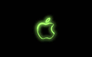 黑色背景上發光的綠色Apple標誌