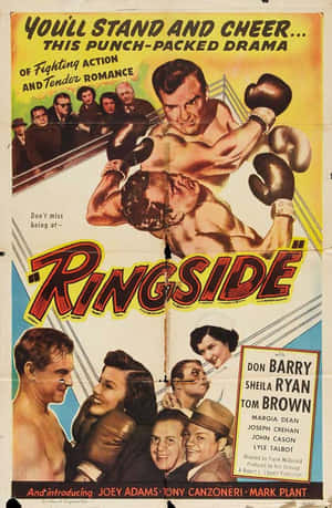 《Ringside》電影海報，展示擂台上的拳手、演員和標語。