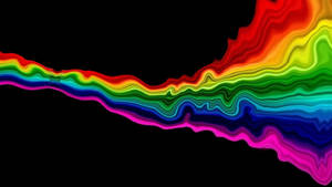 在黑色背景上流動的彩虹波浪 — 彩虹 壁紙