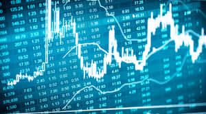 數碼金融圖表，顯示股票市場數據和蠟燭圖趨勢。