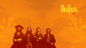 The Beatles 樂隊標誌同剪影，襯托橙色紋理背景