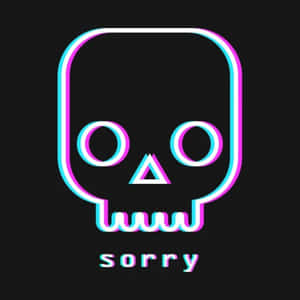 霓虹輪廓骷髏頭，下方黑色背景上有'sorry'文字。