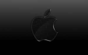 黑色Apple標誌帶咬痕在深色漸變背景上