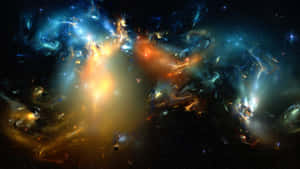 深空中色彩繽紛的星雲，帶有發光的氣體和星星。