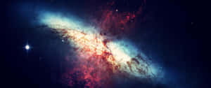 一個色彩繽紛的螺旋星系，在深空中擁有發光的星雲和明亮的恆星。