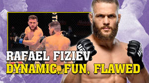 UFC拳手Rafael Fiziev擺出戰鬥姿勢，並附有他在八角籠中的插圖。 — 火影忍者海報 壁紙