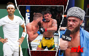 三位運動員在體育場景中：網球、MMA格鬥和賽後訪問。 — 搏擊會 GIF 壁紙