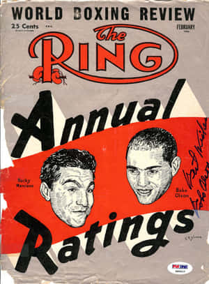復古拳擊雜誌封面，帶有Rocky Marciano和Bobo Olson的肖像。 — 拳擊 壁紙