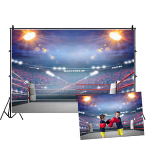 兩名戴著紅色拳擊手套的兒童在明亮燈光下的拳擊場內玩耍。 — 拳擊 壁紙
