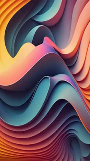 抽象數位藝術作品，帶有漸變色調的流動彩色波浪 — 手機 壁紙
