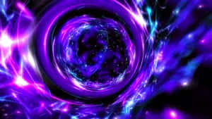 充滿活力的宇宙漩渦，紫色和青色能量在太空中旋轉。