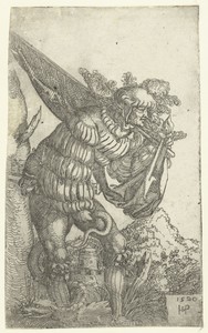 漢斯·塞巴爾德·貝漢創作於1520年的《持旗者與有翼蛇》，紙本；鐵蝕刻版畫。下載此藝術作品作為桌面高解像度壁紙。