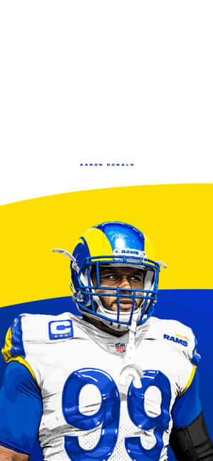 身穿公羊隊制服、號碼99的美式足球員Aaron Donald。