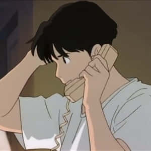 動漫男孩打電話，沉思中，室內 — Xxxtentacion 動漫 GIF 壁紙