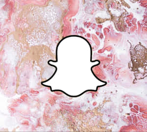 Snapchat鬼魂標誌在粉紅米白抽象大理石背景上