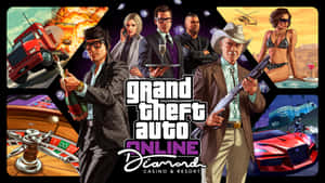 GTA Online 賭場度假場景，角色手持槍支和香檳。